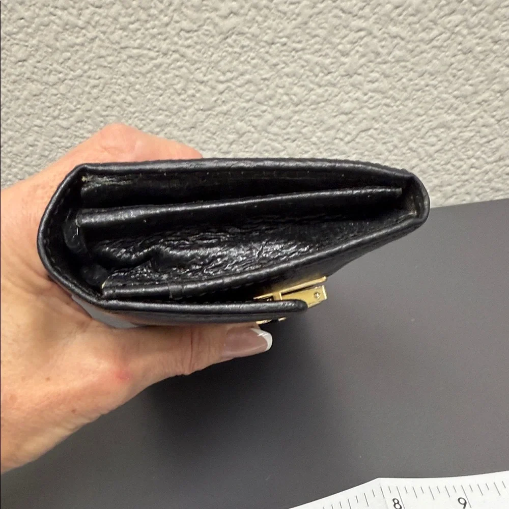 Vintage Miu Miu Black Leather Wallet with Gold Accent